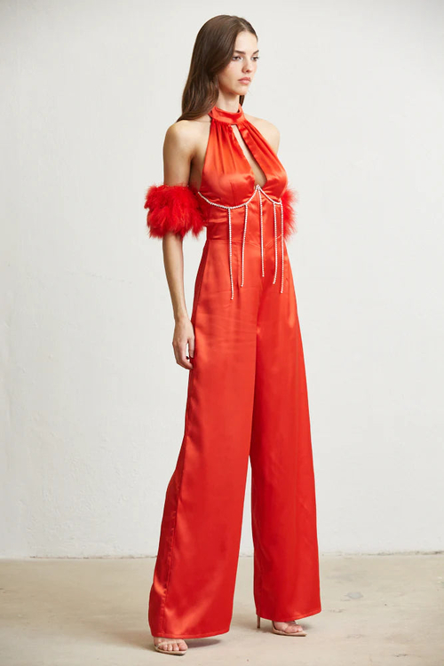 VALENTINA- LUXE SATIN MOCKNECK FORMAL JUMPSUIT