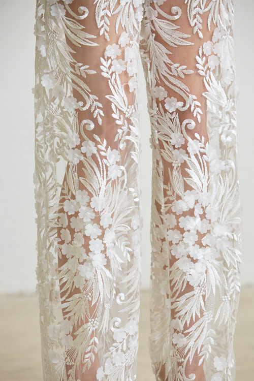 LUCIA- 3D FLOWER TRIM CORSET JUMPSUIT