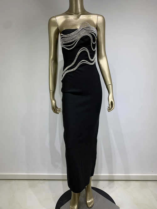 NEW ARRIVAL- CELEBRITY BACKLESS DIAMOND MAXI DRESS